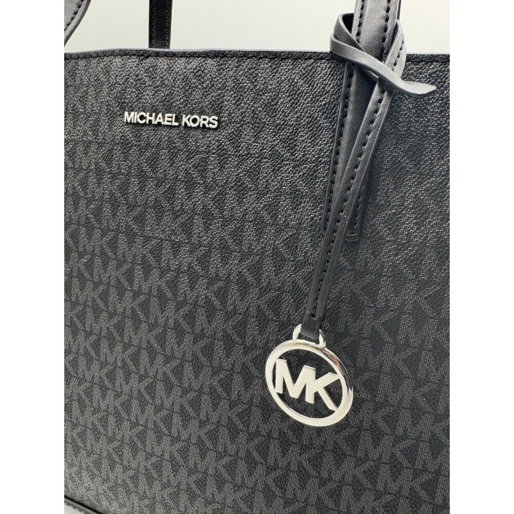 MICHAEL KORS Sallie monogram logo East West women's large tote - Black & Silver - Picture 6 of 11